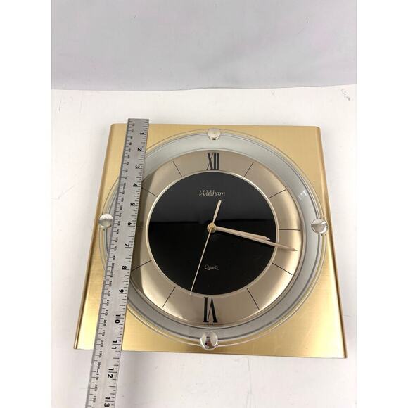 VTG Waltham Spartus 11" Quartz Wall Collectible Clock 80s Gold WORKS - Picture 4 of 16